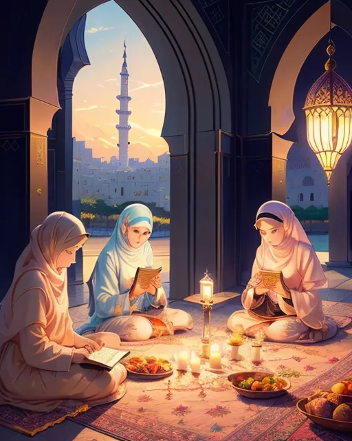 Ramadan Mubarak! Iftar, Suhoor, prayer, Mosque, Allah, muslimah reading beautiful Quran