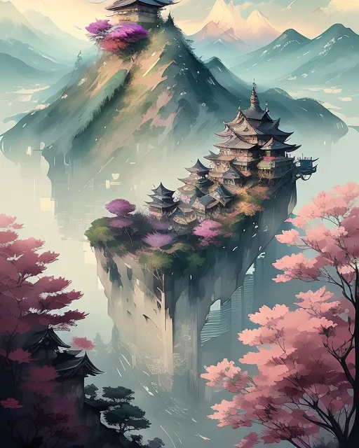 Kingdom city from a mountain, 4k, - Free AI Photo Generator - starryai