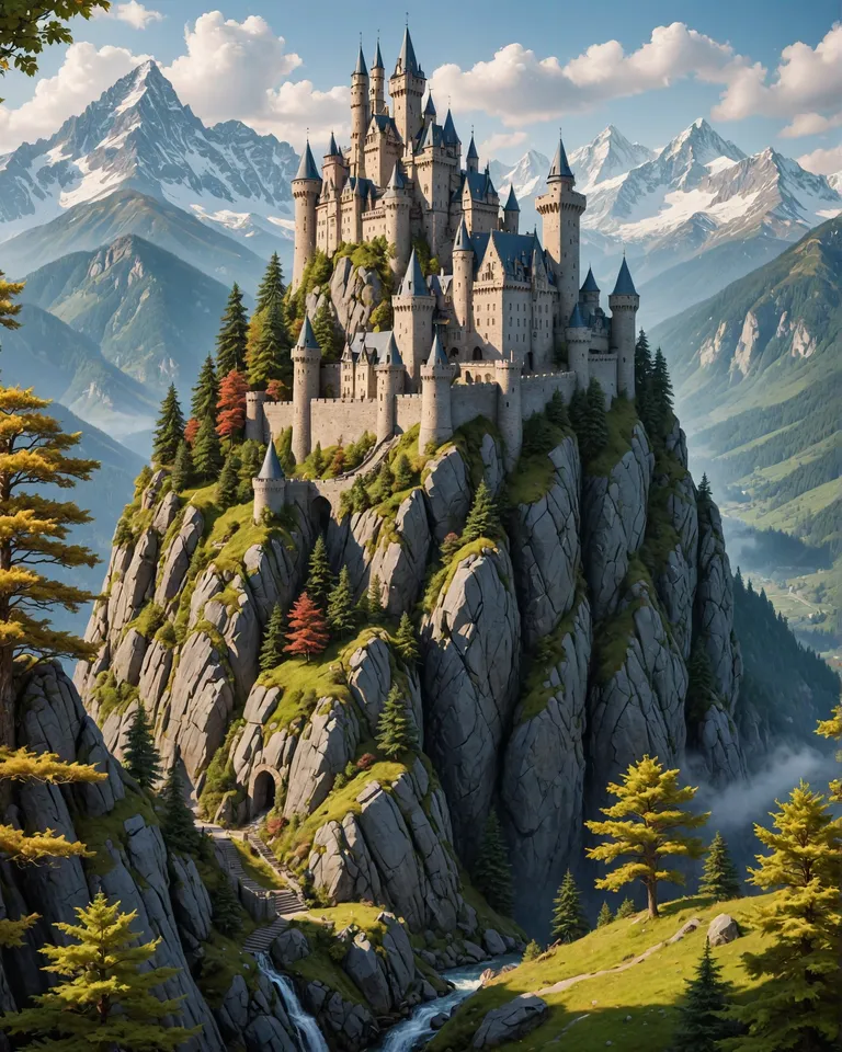 Kingdom city from a mountain, 4k, - Free AI Photo Generator - starryai