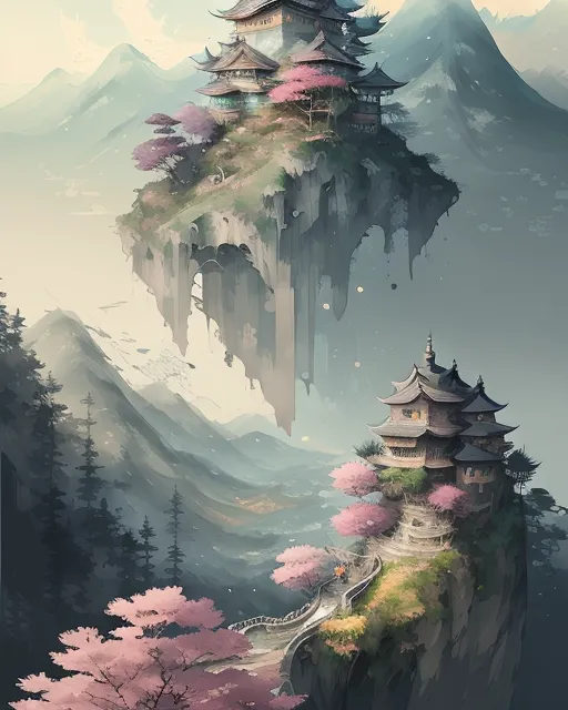 Kingdom city from a mountain, 4k, - Free AI Photo Generator - starryai