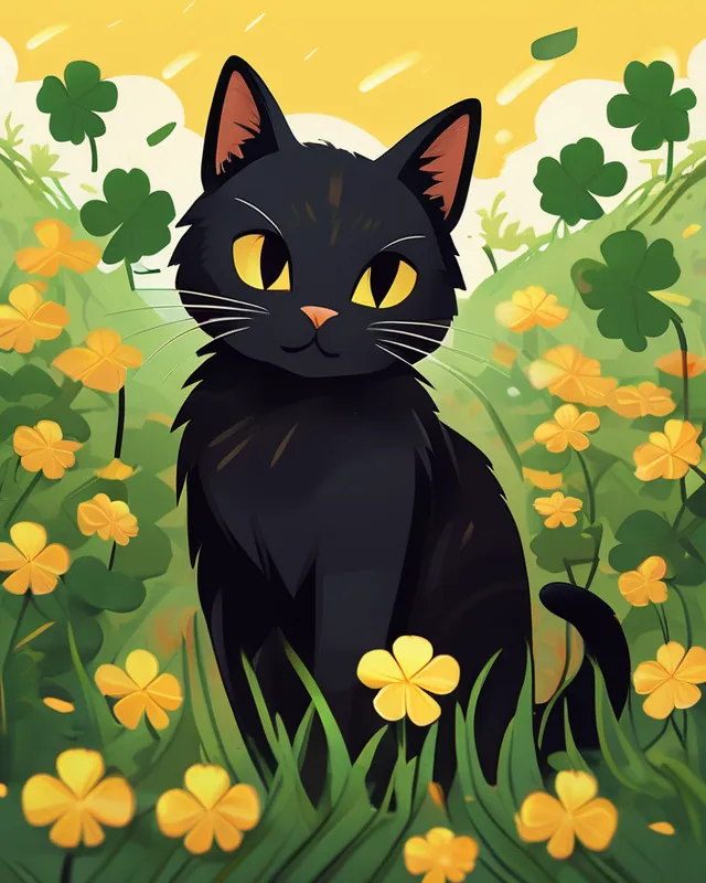 Lucky black cat 2 - AI Photo Generator - starryai