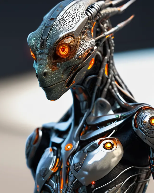 Cyborg lizard person, hyper 4d, - Free AI Photo Generator - starryai