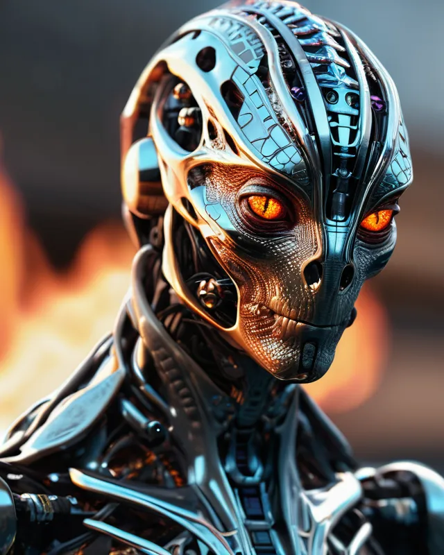 Cyborg lizard person, hyper 4d, - Free AI Photo Generator - starryai