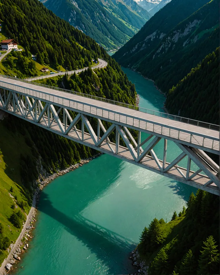 a bridge connecting two mountains - Free AI Photo Generator - starryai