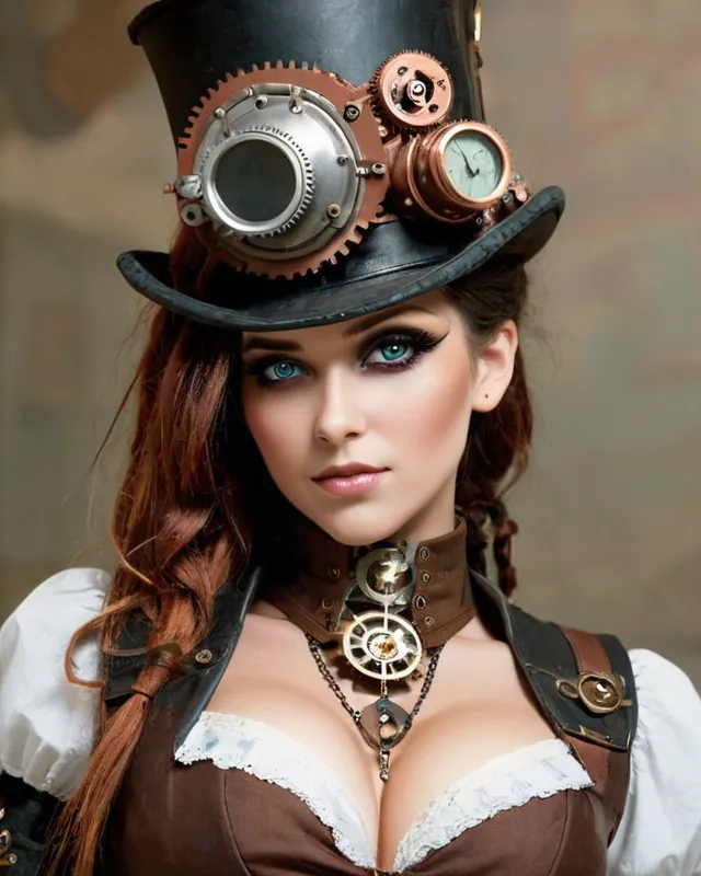 A steampunk wariour with a very attractive face 