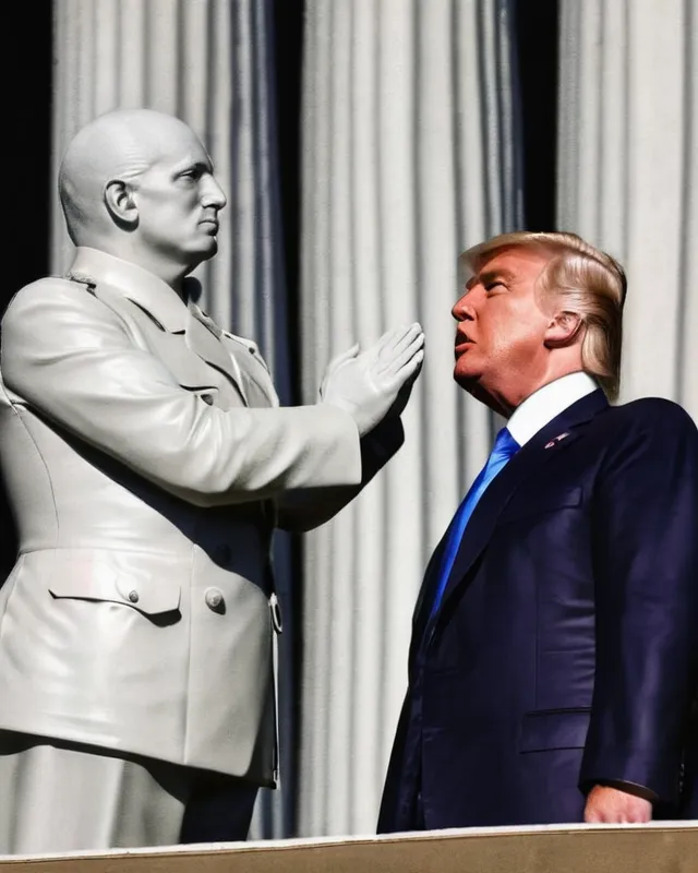 Donald Trump worshipping Benito Mussolini