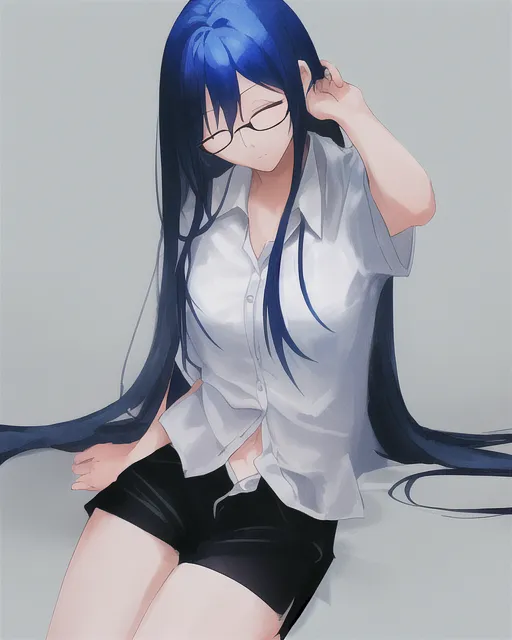 a girl blue long straight hair - Free AI Photo Generator - starryai