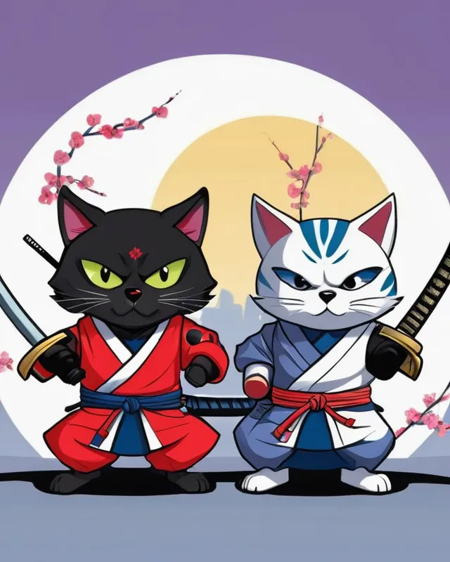 Dog ninja and samurai cats 