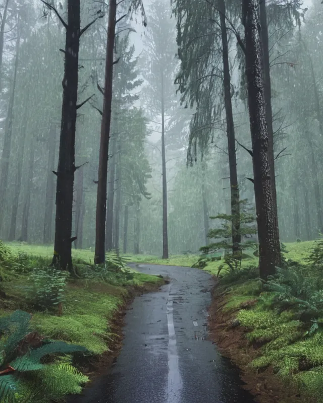 a rainy day forest - Free AI Photo Generator - starryai