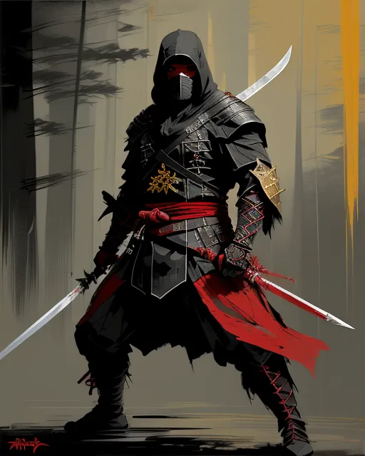 generate a black night red a gold - Free AI Photo Generator - starryai