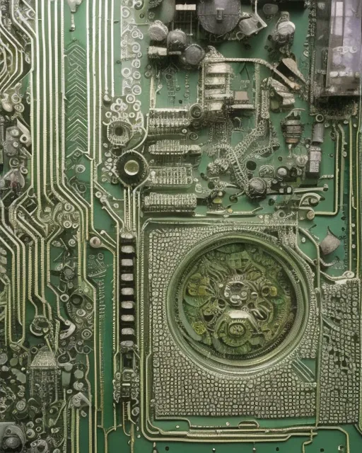 Circuit board art, intricate, detailed, sculpture