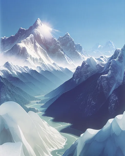 Snowy Mountains melting slowly - Free AI Photo Generator - starryai