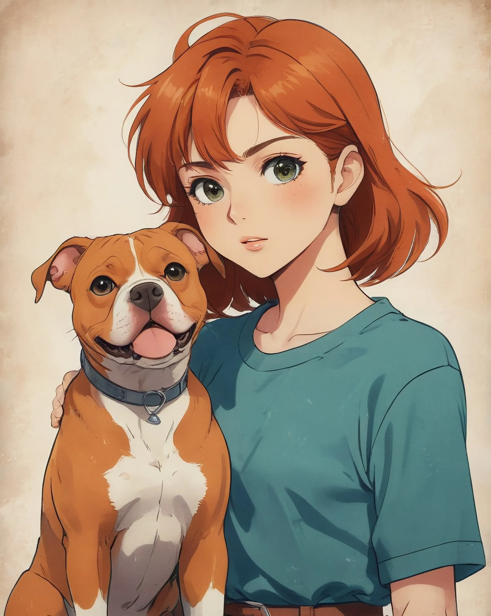 Anime girl pit bull dog, anime style, - AI Photo Generator - starryai