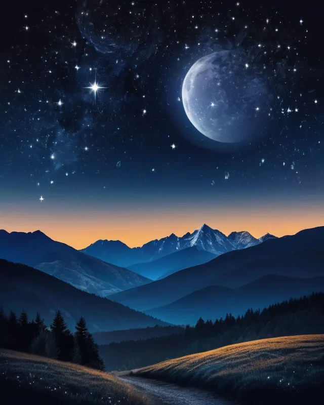 night starry sky sky moon - Free AI Photo Generator - starryai