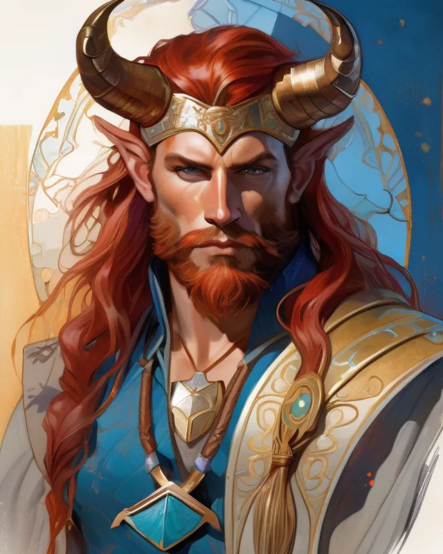 Handsome male Tiefling Paladin, red - AI Photo Generator - starryai