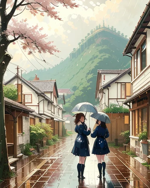 A rainy day in a small village