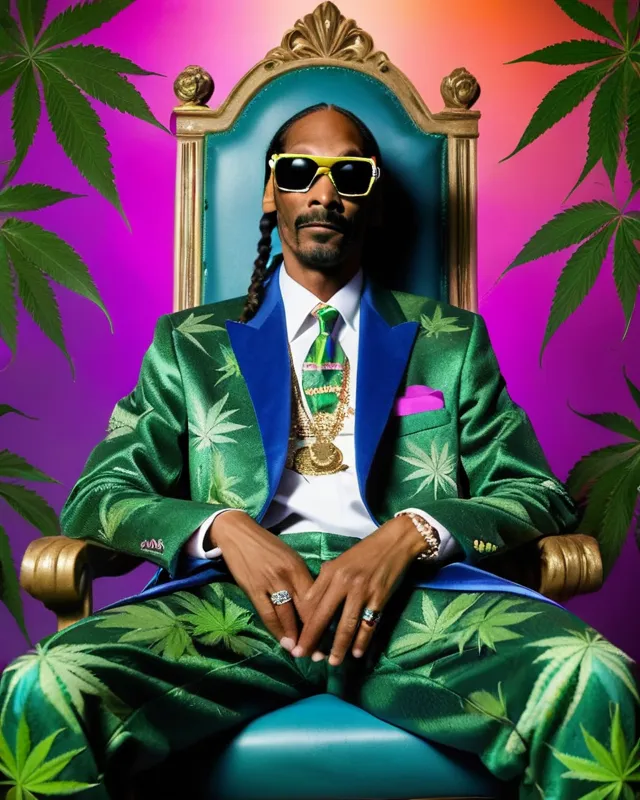 Snoop Dogg, sitting on a throne, a hd, - AI Photo Generator - starryai