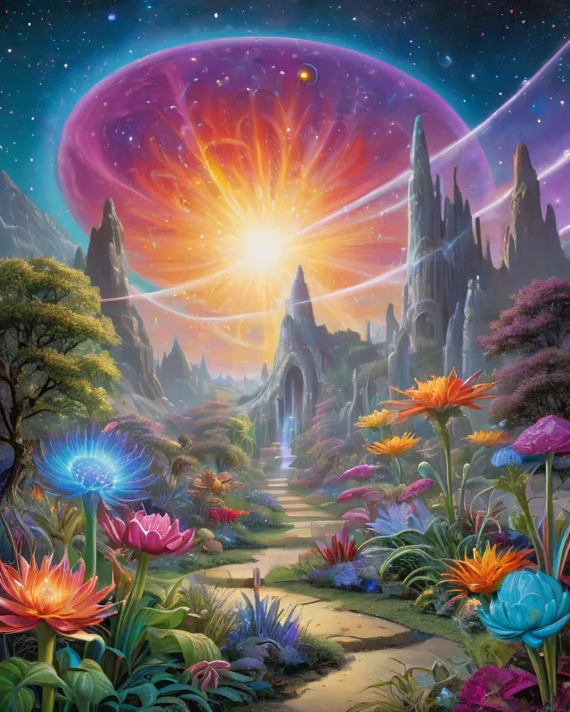 Cosmic garden , fantasy art, HD, - Free AI Photo Generator - starryai
