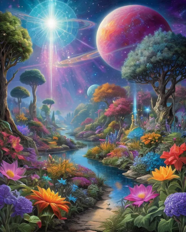 Cosmic garden , fantasy art, HD, - Free AI Photo Generator - starryai