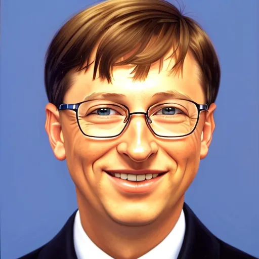 Portrait of a young Bill Gates smiling.