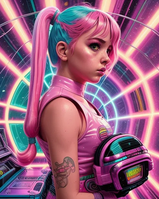pink hair girl pigtails., dan - Free AI Photo Generator - starryai