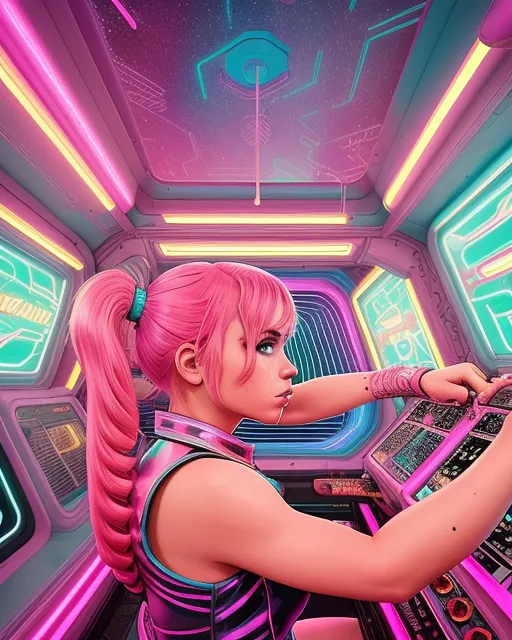 pink hair girl pigtails., dan - Free AI Photo Generator - starryai
