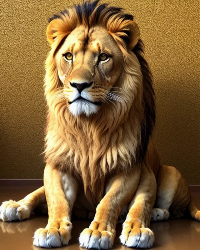 A lion golden in colour with the name salim in 3D 