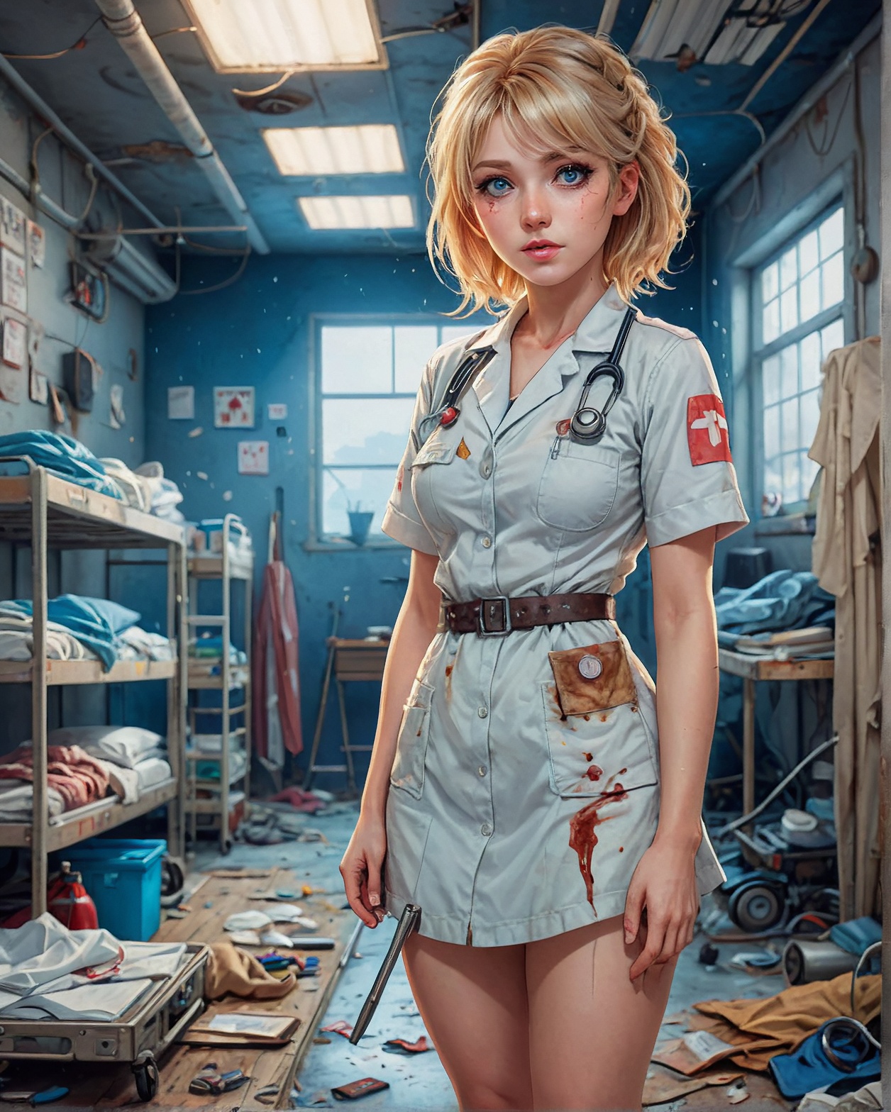 A nurse in a post apocalyptic hospital 