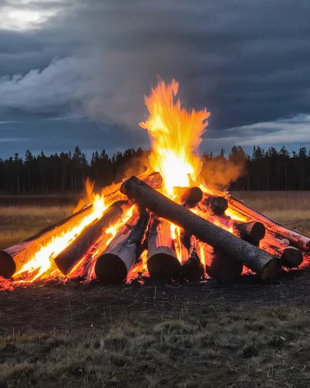 Large red, orange yellow bonfire - Free AI Photo Generator - starryai