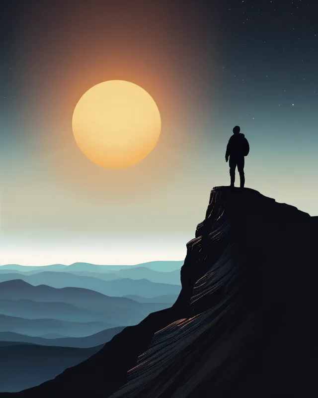 Create A lone figure standing a - Free AI Photo Generator - starryai