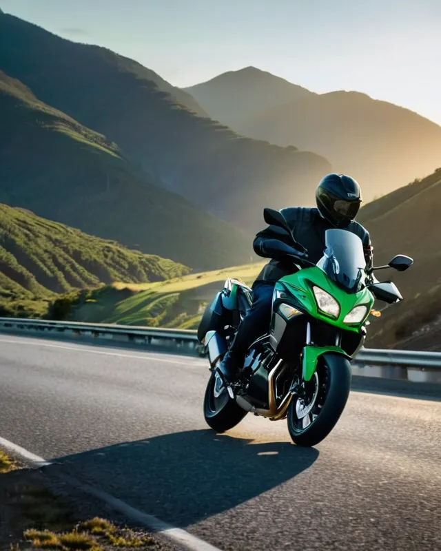 A lone motorcycle rider driving - Free AI Photo Generator - starryai