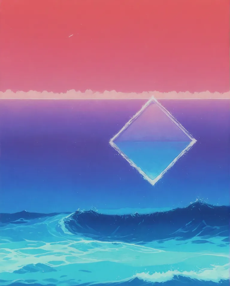 Enhanced Vaporwave Ocean Water Crystal