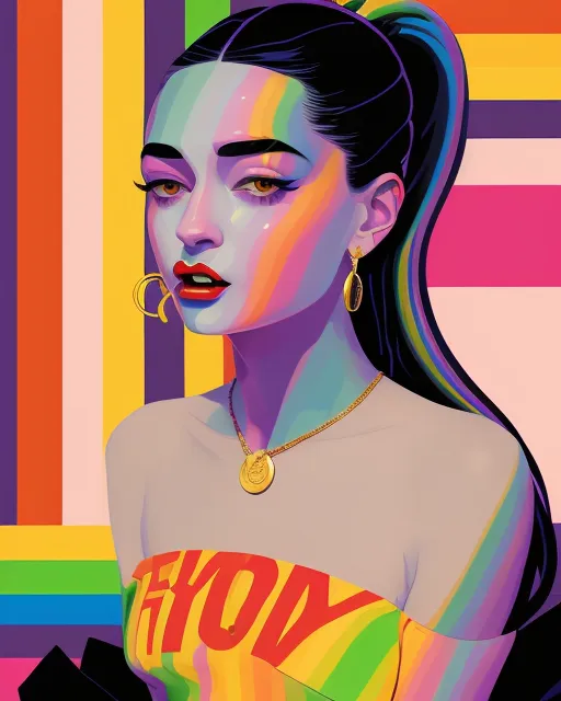 Pretty girl gold grill. Rainbow - Free AI Photo Generator - starryai