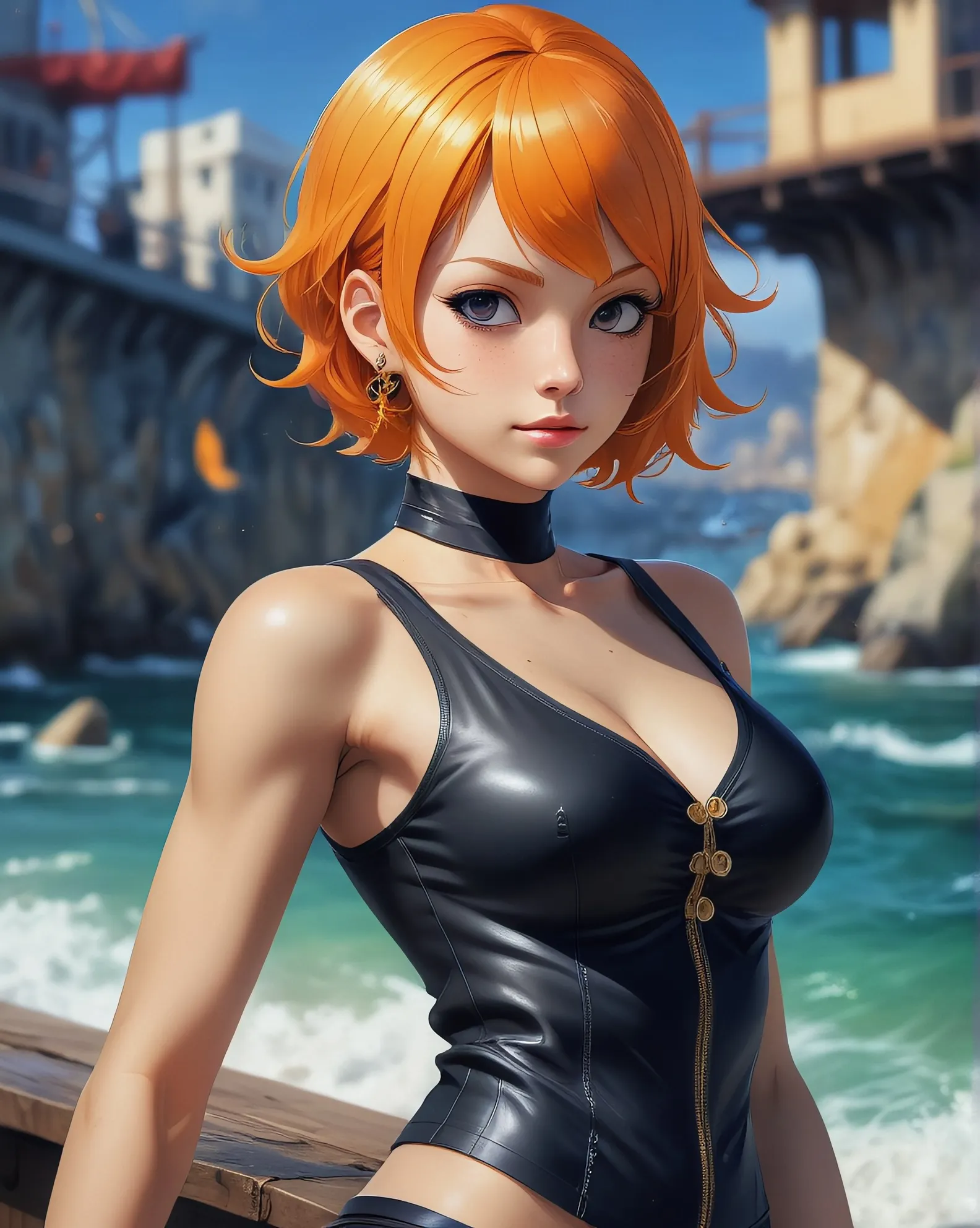 beautiful girl(nami from one piece bob - AI Photo Generator - starryai