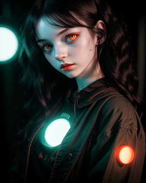 A girl black hair pale skin, red - Free AI Photo Generator - starryai