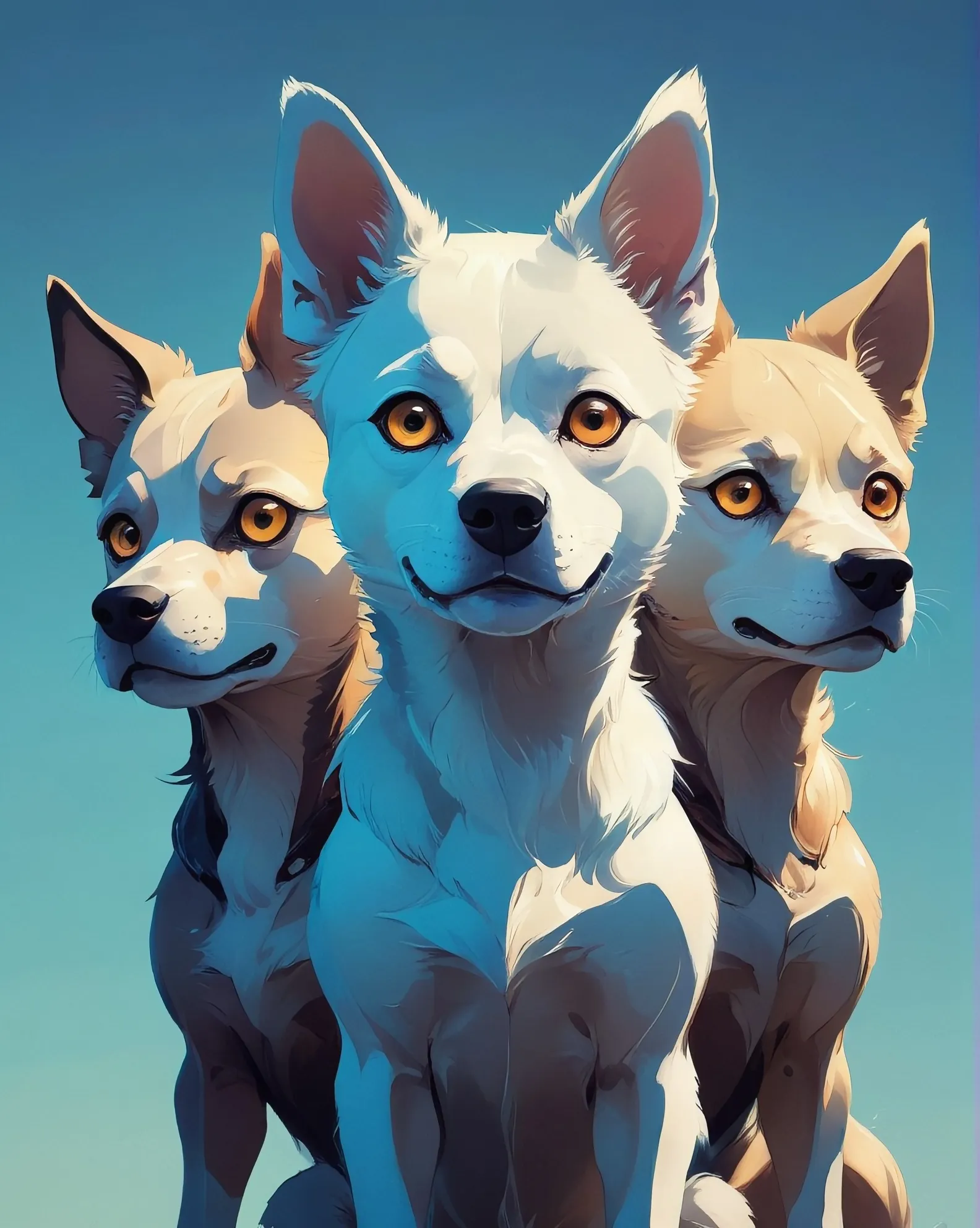 A dog with three heads