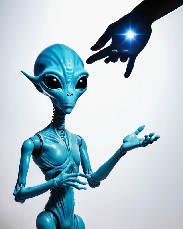 A little blue humanoid alien one - Free AI Photo Generator - starryai