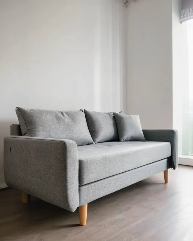 sofa for sleeping unfolded in a bright room