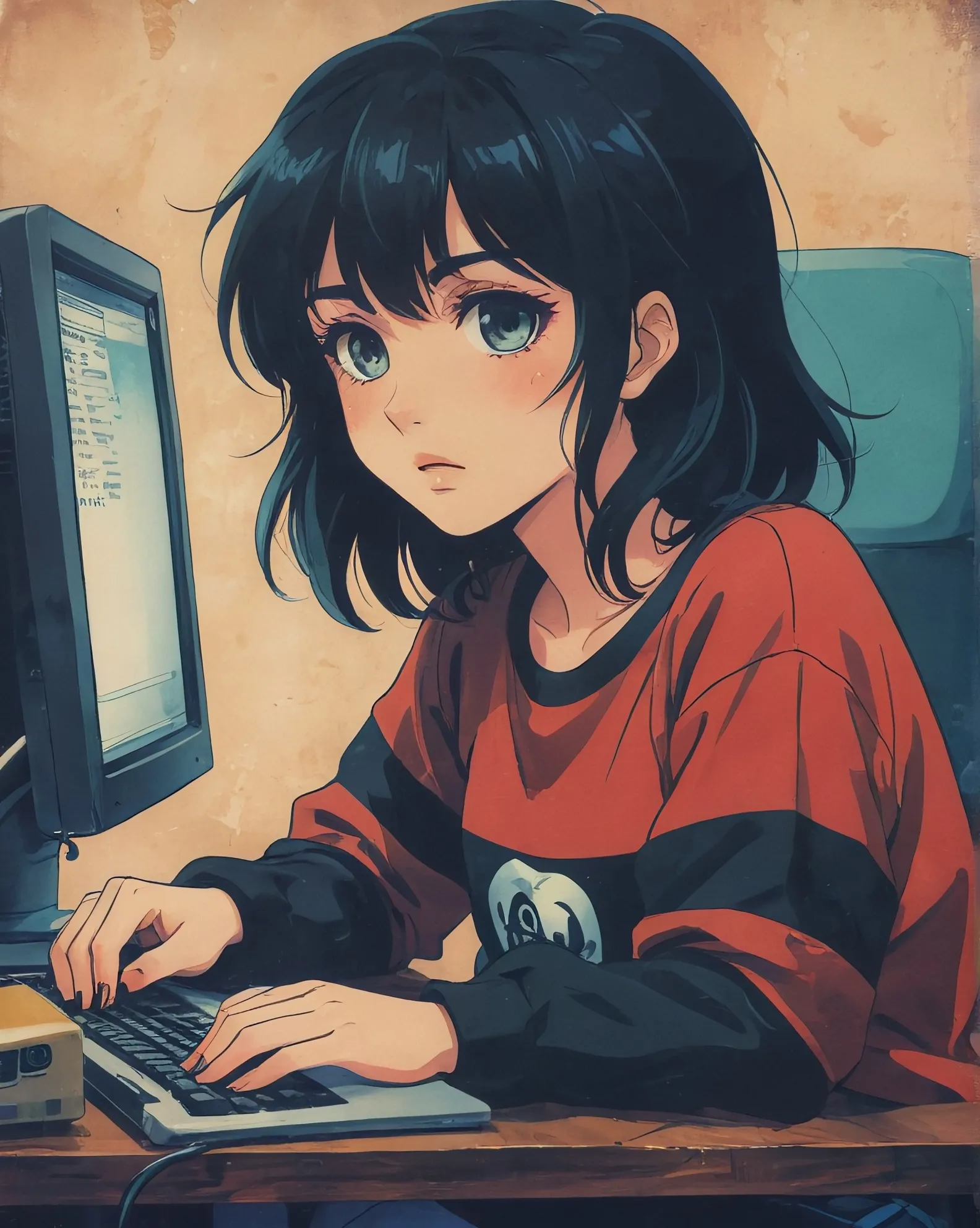  A Emo girl on the computer.