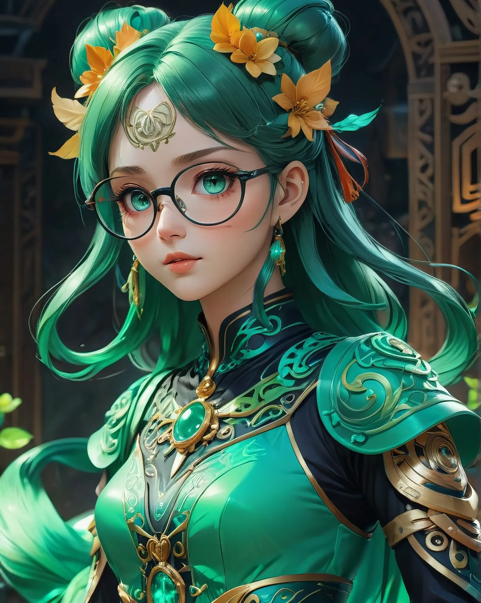 a close up a person wearing a art - Free AI Photo Generator - starryai