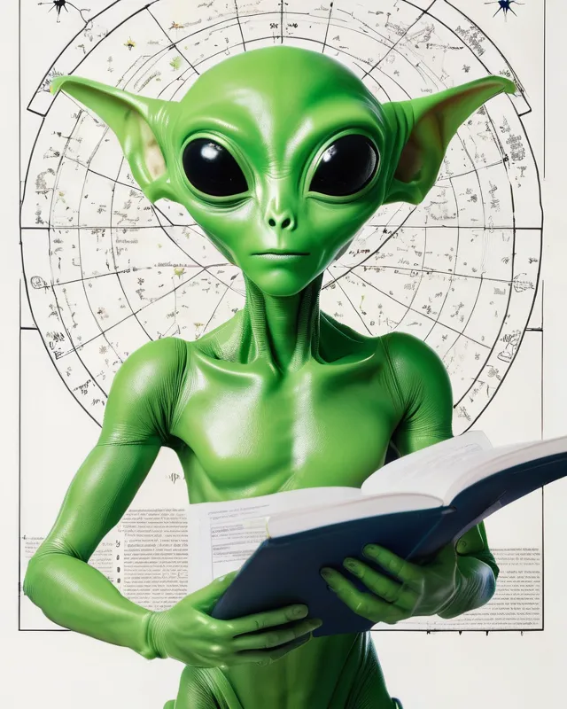 A tiny green humanoid alien a - Free AI Photo Generator - starryai