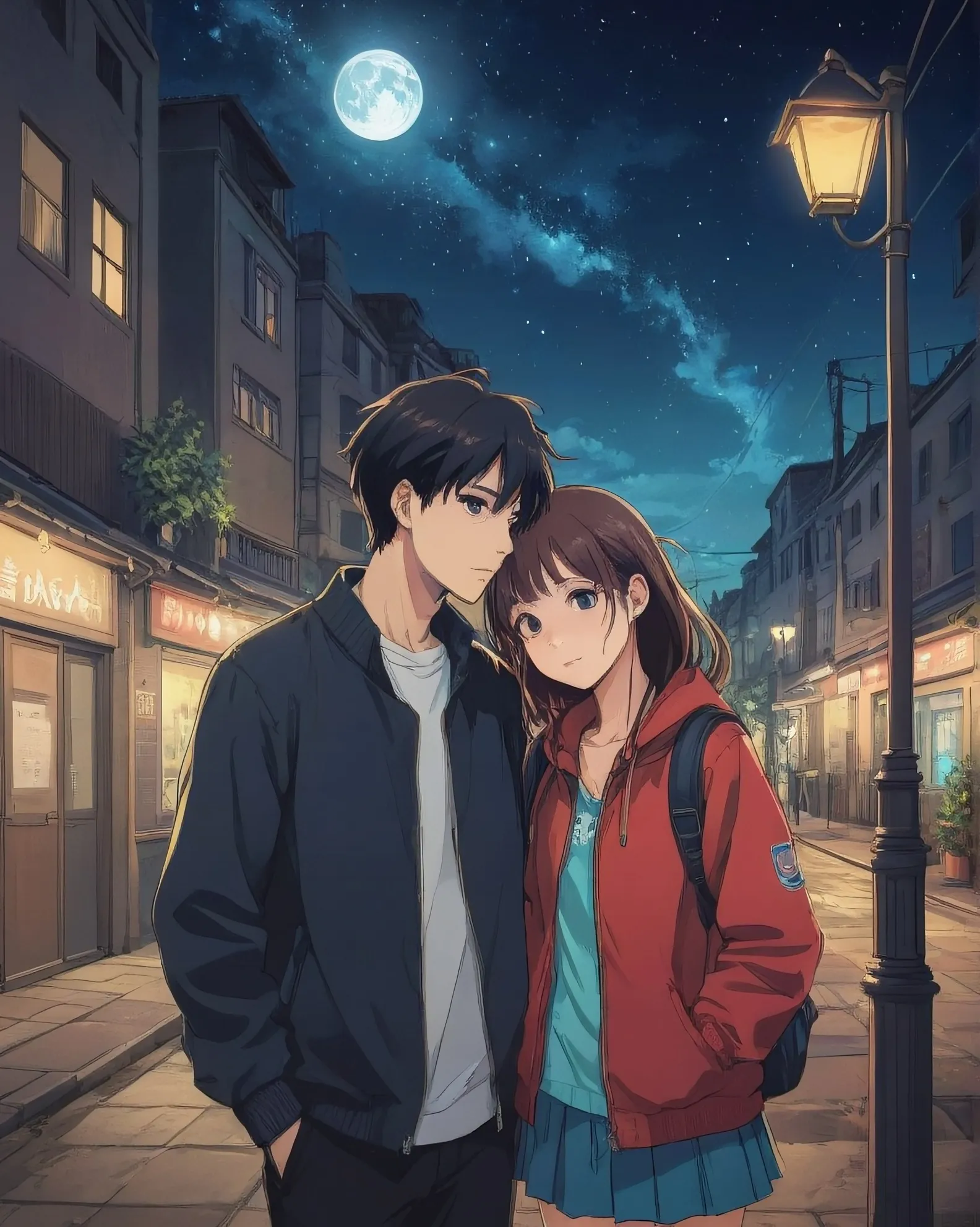 anime young loving couple, lonely - AI Photo Generator - starryai