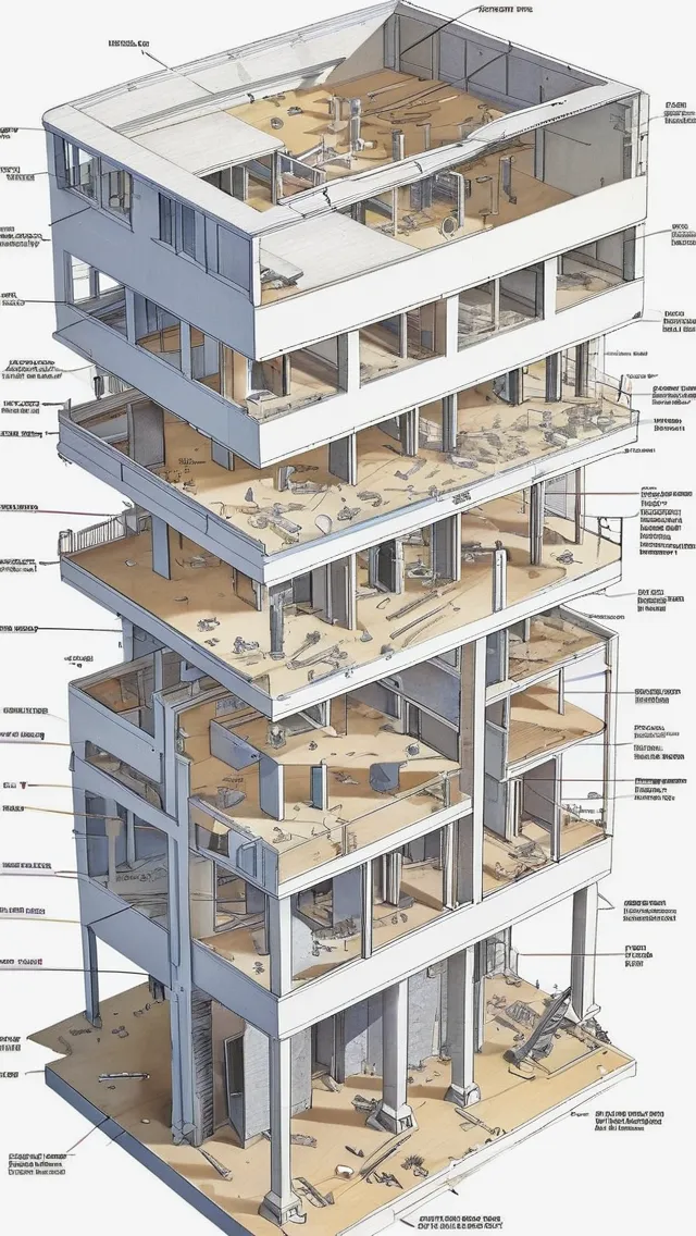 exploded view diagram of a building 