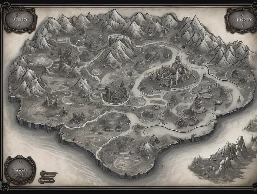 Fantasy game map art gray moon - Free AI Photo Generator - starryai
