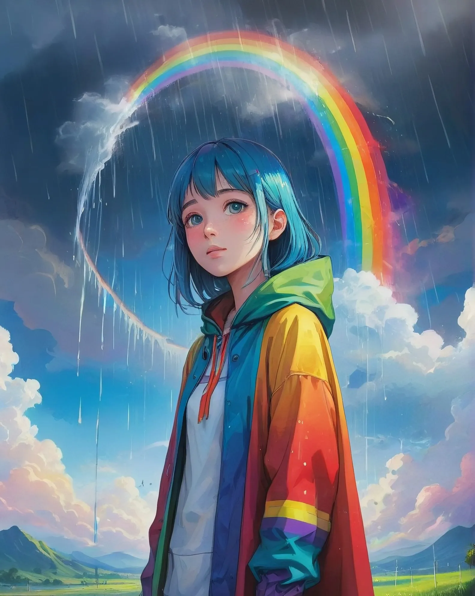 A rainbow rain sun,surreal dreams - Free AI Photo Generator - starryai