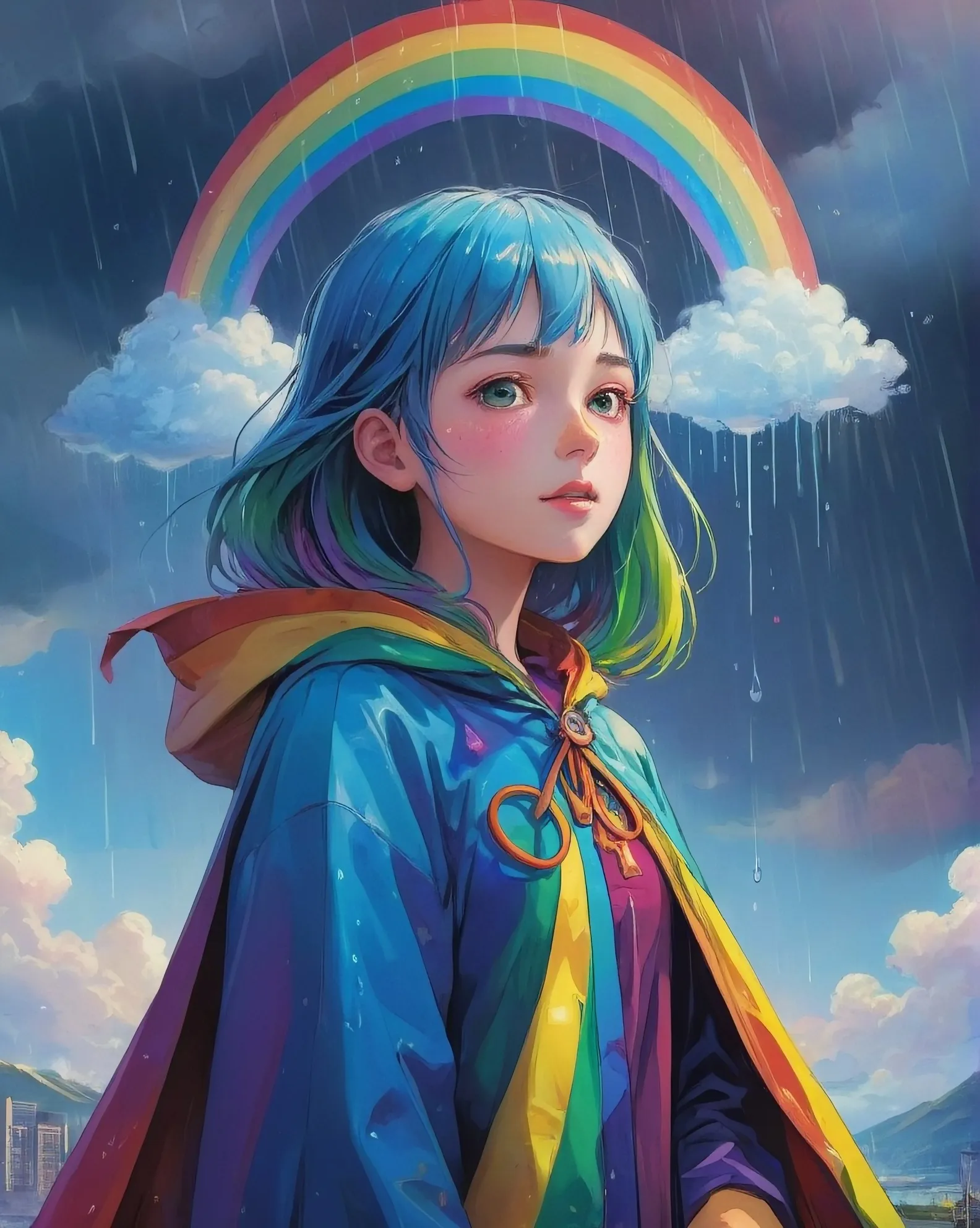 A rainbow rain sun,surreal dreams - Free AI Photo Generator - starryai