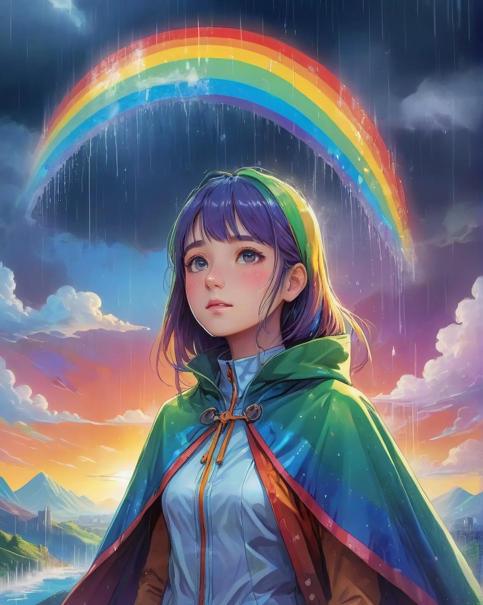 A rainbow rain sun,surreal dreams - Free AI Photo Generator - starryai