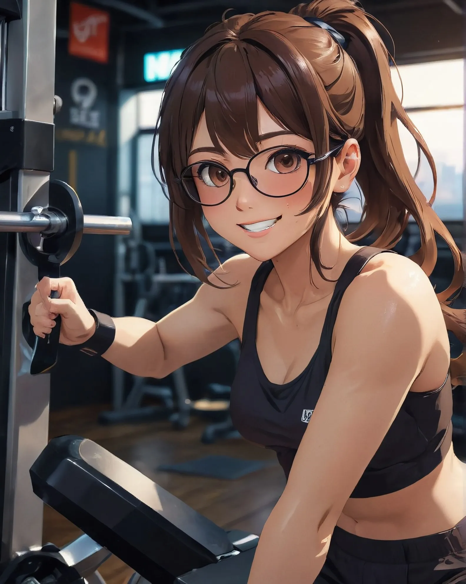 Anime girl at the gym