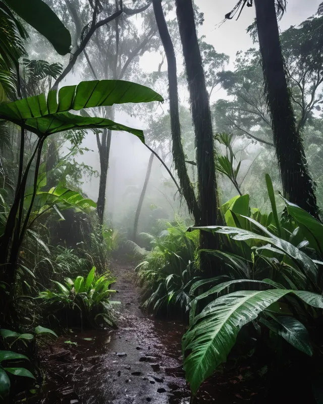 Rainy day jungle lots greenery - Free AI Photo Generator - starryai