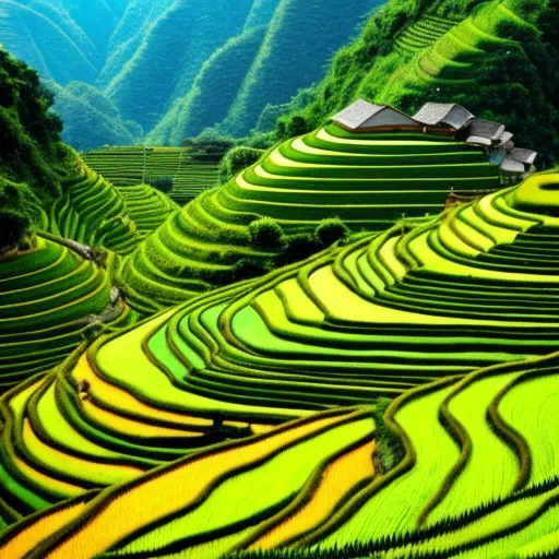 Create A Rice Field Image A lush, terraced rice field down - Free AI Photo Generator - starryai